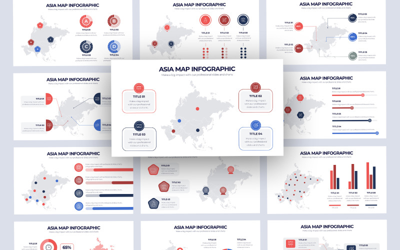 Asya Haritası Vektör İnfografik Keynote Şablonu