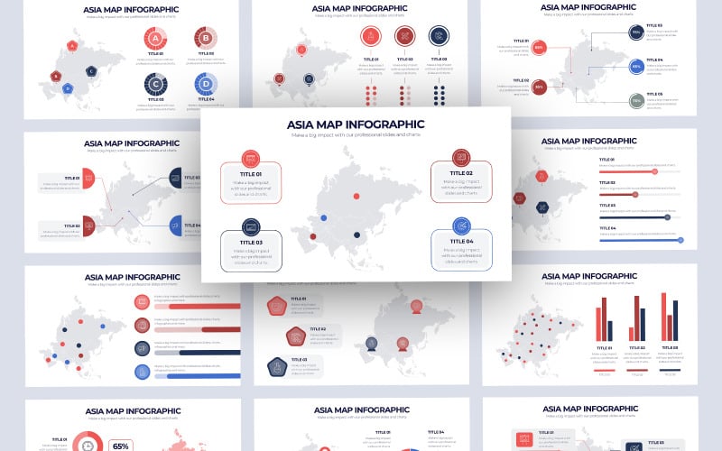 Modello di diapositive di Google infografica vettore mappa Asia