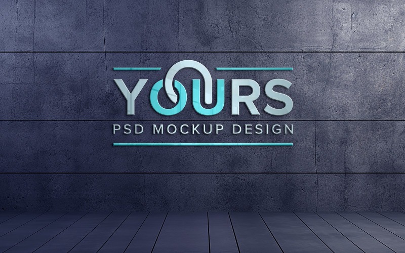 Realistisk 3D Wall Logo Mockup Psd
