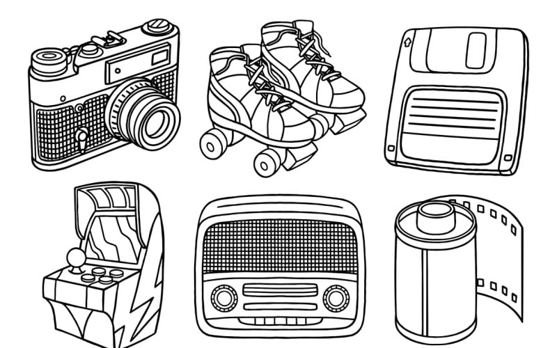 Pacote de Doodles Vibe dos anos 90 nº 01