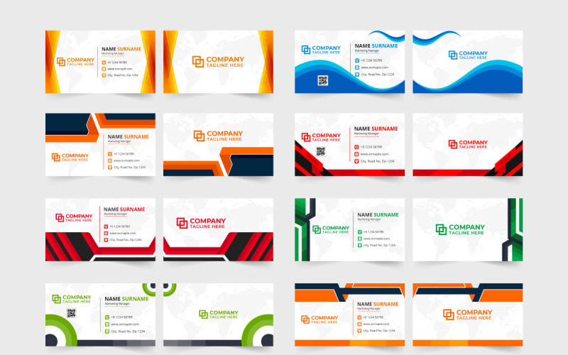 Employee visiting card template set 304913 TemplateMonster