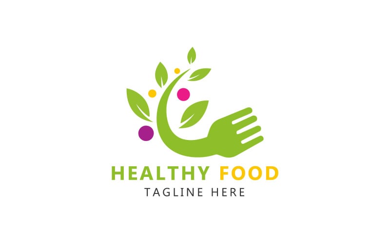 Logotipo de alimentos saludables. Plantilla de logotipo de alimentos orgánicos