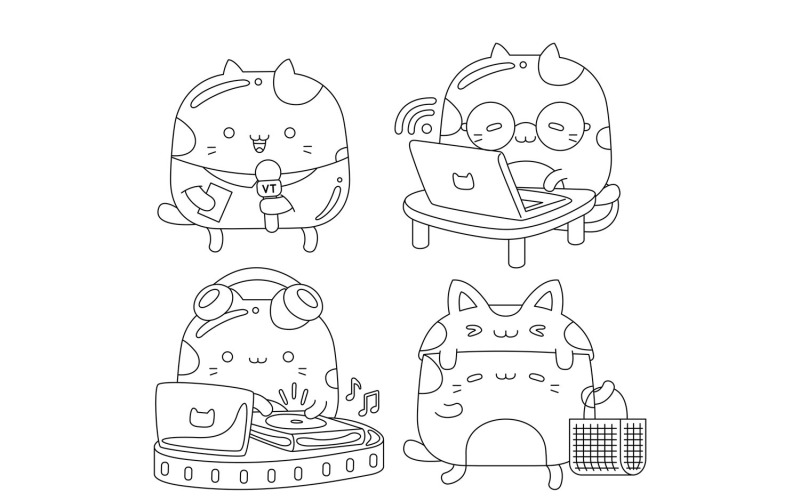 Paquete de esquemas de personajes de gatos lindos #03