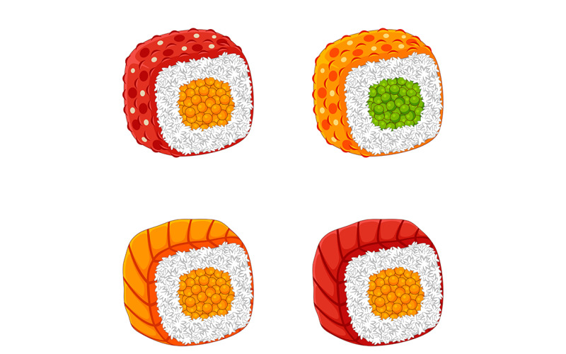 Vector de sushi en estilo de diseño plano #03