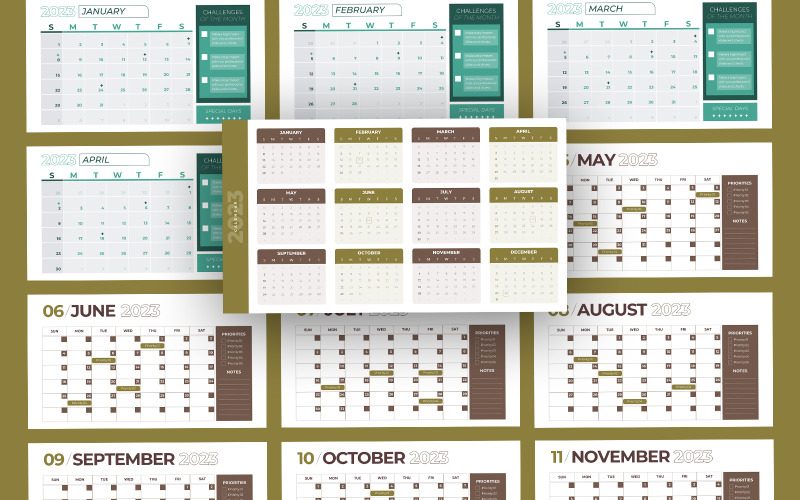 Modèle PowerPoint d'infographie du calendrier 2023