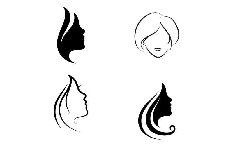 头发女人和脸标志和符号 V21