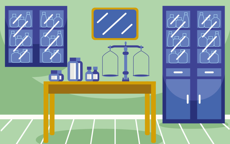 Illustration vectorielle de salle de pharmacie