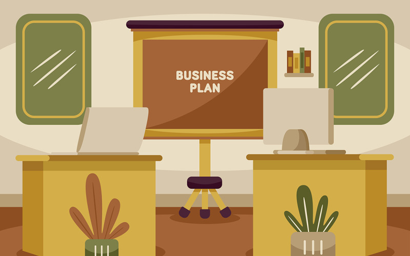 Illustrazione di vettore dell'area di lavoro dell'ufficio