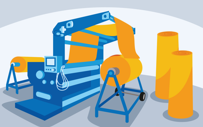 Ilustración vectorial de la industria de maquinaria textil