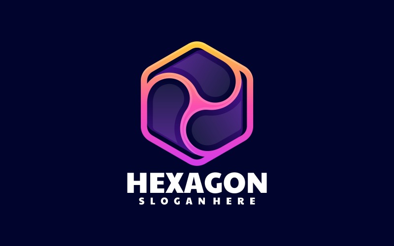 Hexagon Line Art Gradient Logo Style