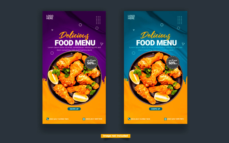 Jídelní lístek a restaurace instagram a vektorový design šablony příběhu