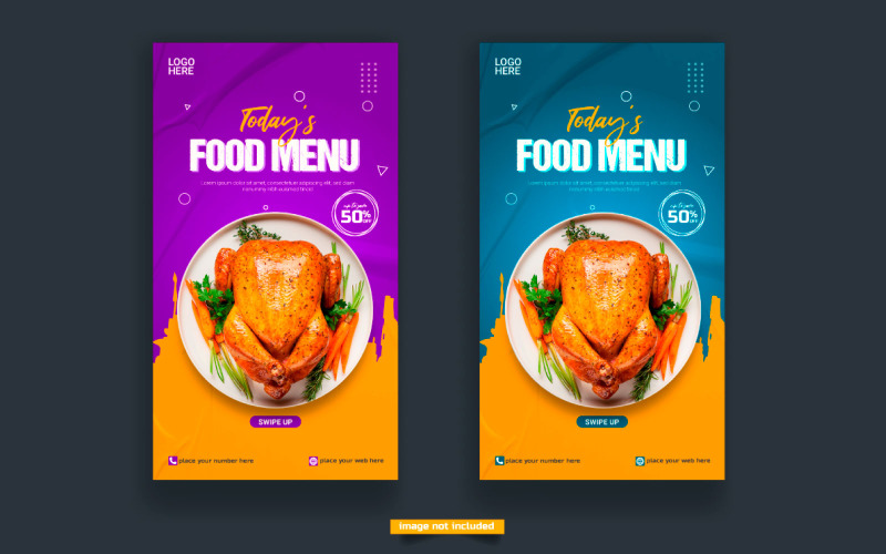 Menú de comida y restaurante instagram y concepto de diseño de plantilla de historia