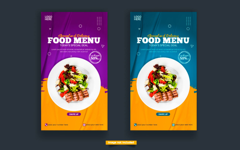 Menu di cibo e ristorante instagram e modello di storia vettoriale