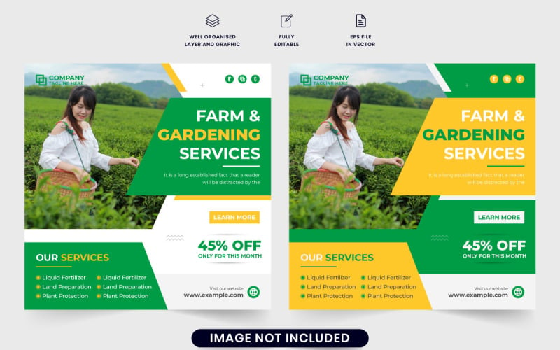 Plakat usług związanych z kształtowaniem krajobrazu i rolnictwem