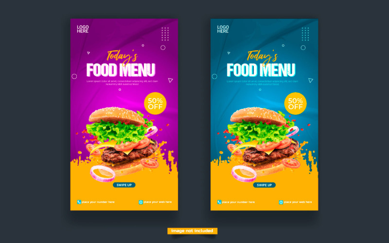 Plantilla de historia e instagram de menú de comida y restaurante