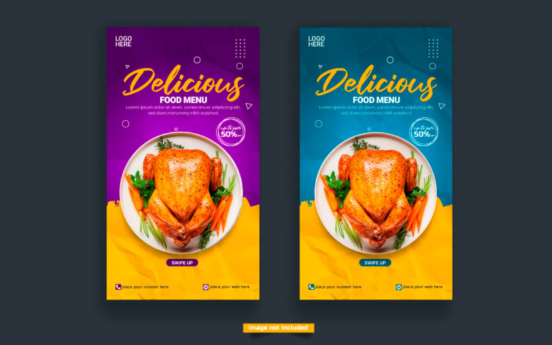Vector Food menu e ristorante instagram e idea di design del modello di storia