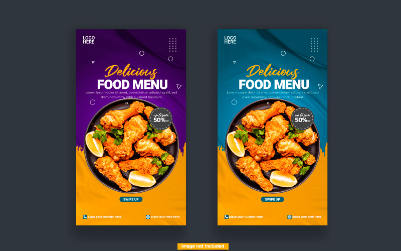 Vector Voedselmenu en restaurant instagram en verhaalsjabloon