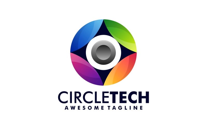 Барвистий стиль логотипу Circle Tech