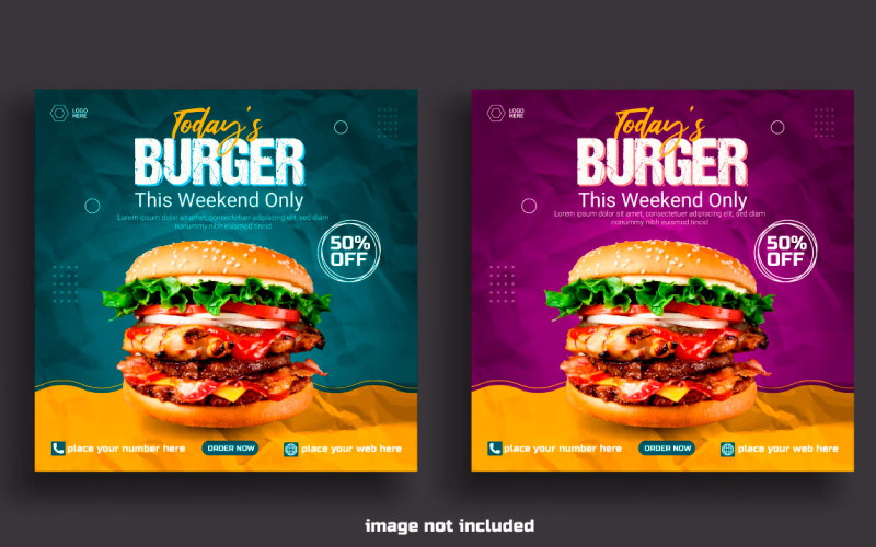 Еда в социальных сетях пост баннерная реклама скидка распродажа дизайн шаблона предложения