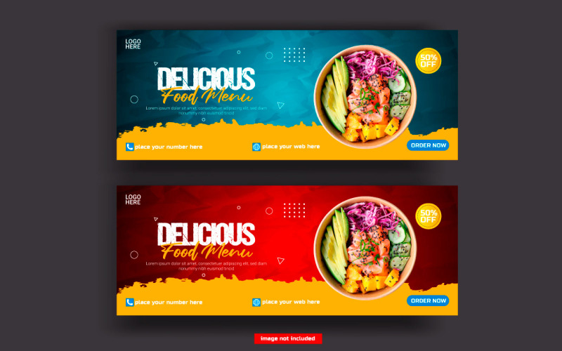 Estilo de plantilla de portada de redes sociales de restaurante y menú de comida