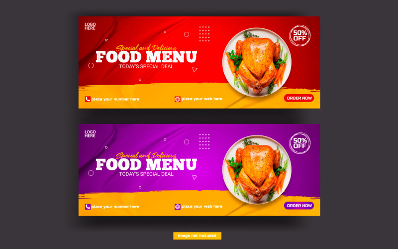 Концепция шаблона обложки меню еды и ресторана в социальных сетях