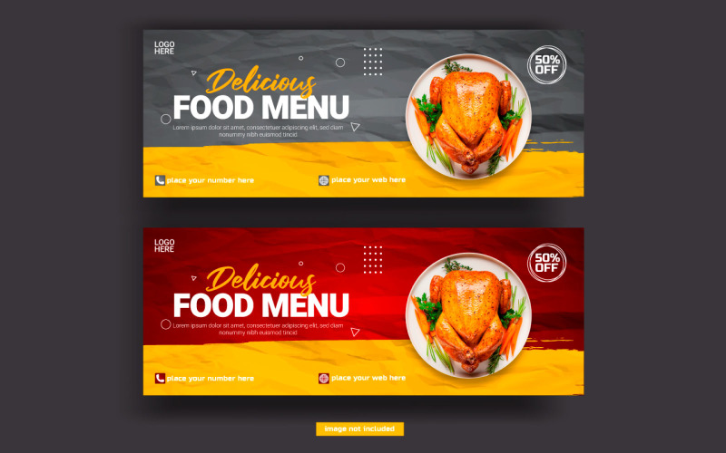 Меню еды и шаблон обложки для социальных сетей ресторана