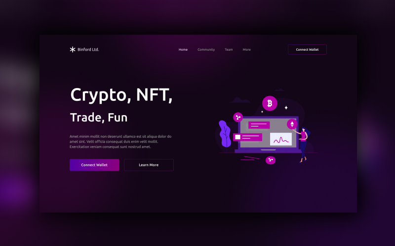 Binford Ltd. - PSD-шаблон для криптовалюти