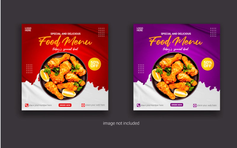 Fast Food közösségi média poszt banner élelmiszer eladó ajánlat sablon tervezési ötlet