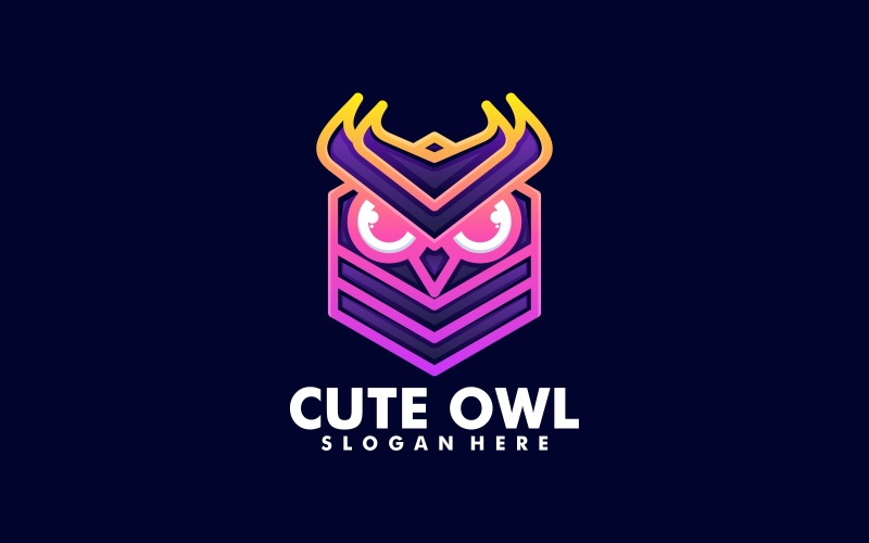 Logotipo de degradado de arte de línea de búho 1