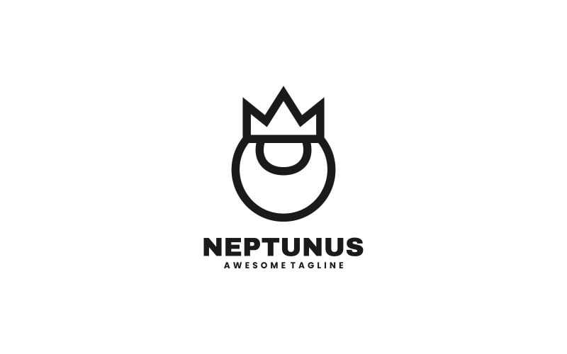 Neptune Roman God Line Art Logo