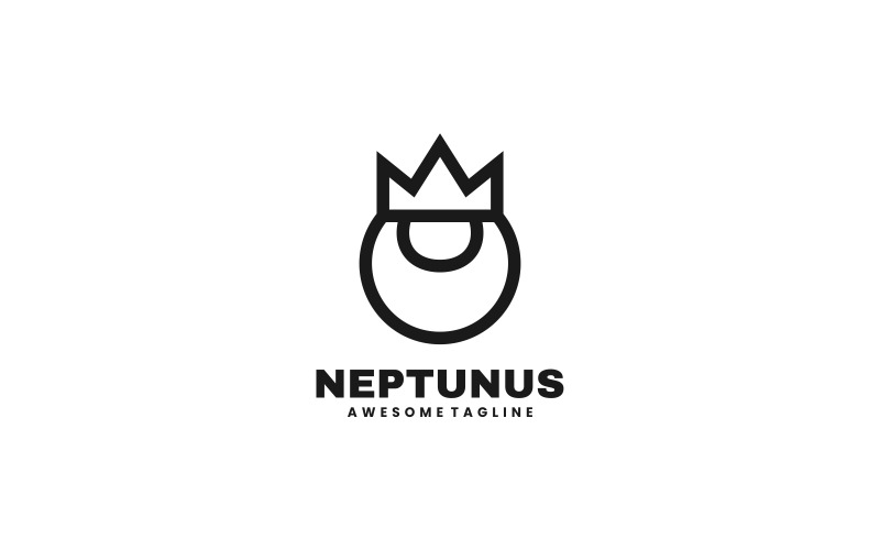 Neptunus romerska gud Line Art Logotyp