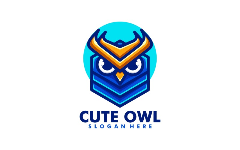 Owl Hexagon Simple Mascot Logo