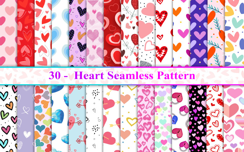Szív Seamless Pattern, Love Seamless Pattern, Valentin Seamless Pattern