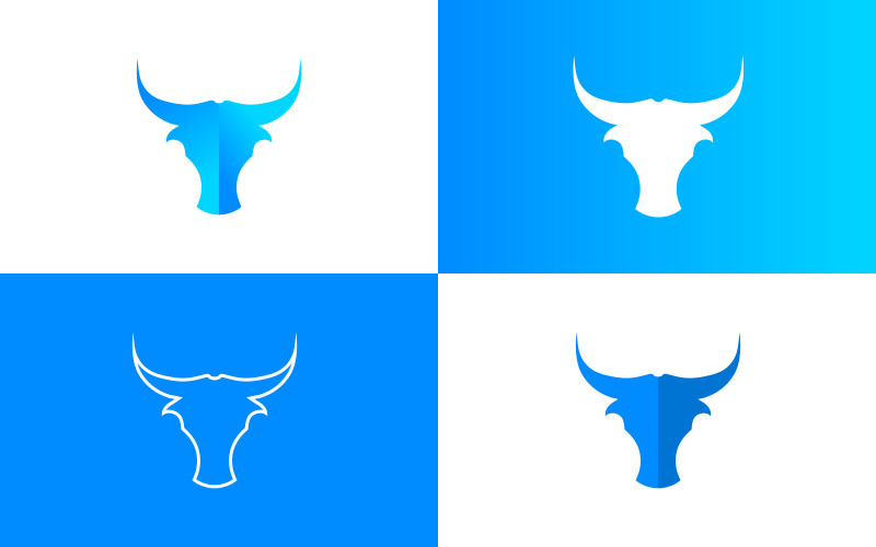 Ensemble d'illustrations vectorielles de logo d'icône colorée de taureau