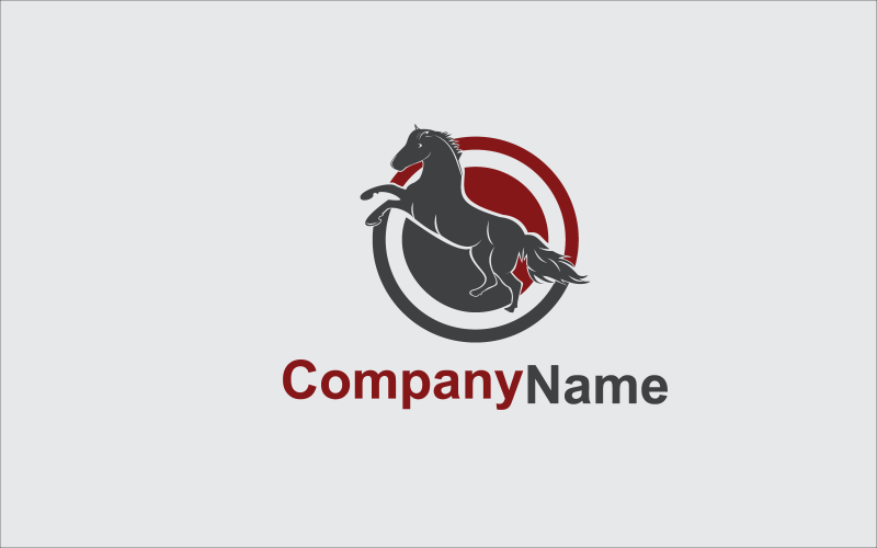 Logo d'art de ligne plate de cheval noir
