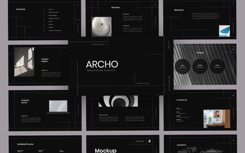 Modello PowerPoint - Architettura minimalista di Archo