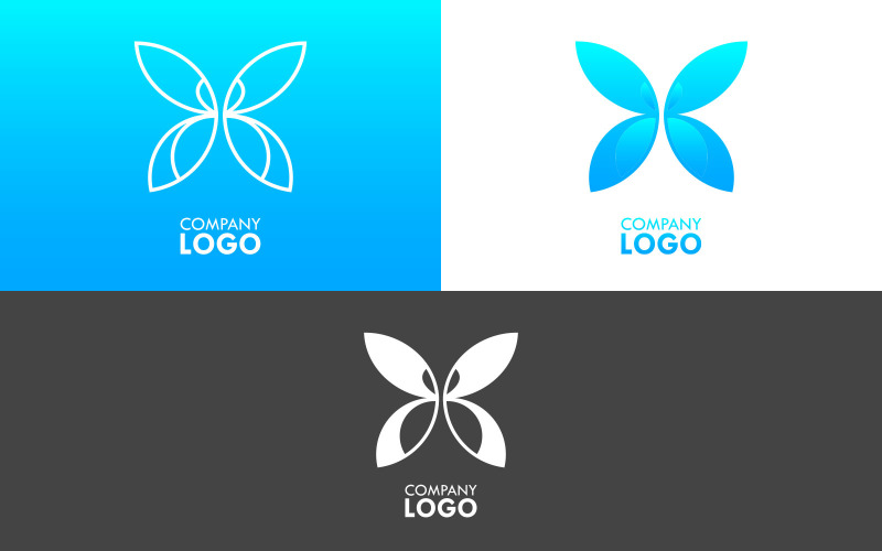 Modello vettoriale impostato per il logo aziendale a forma di farfalla