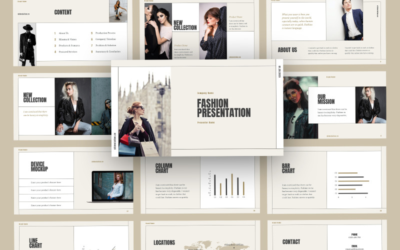 Modelo de PowerPoint de moda minimalista de beleza