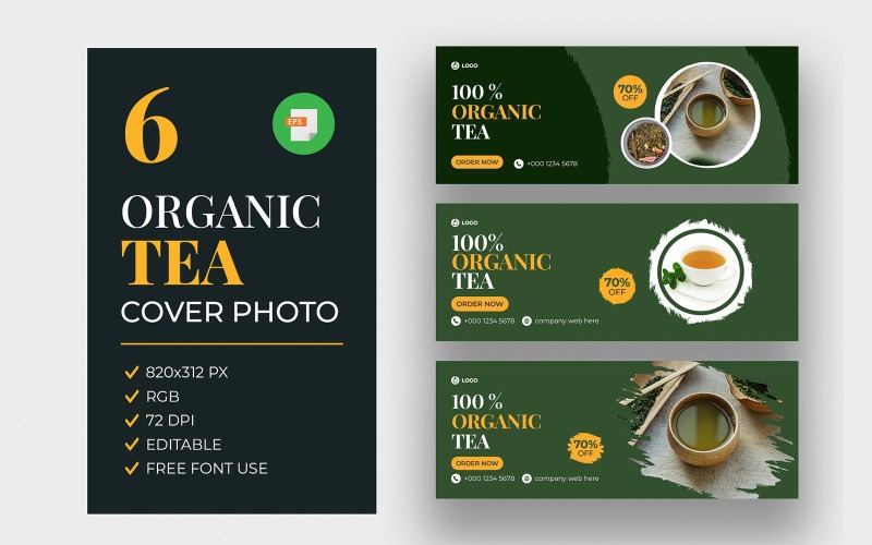 Modernes Tee-Facebook-Cover-Fotopaket