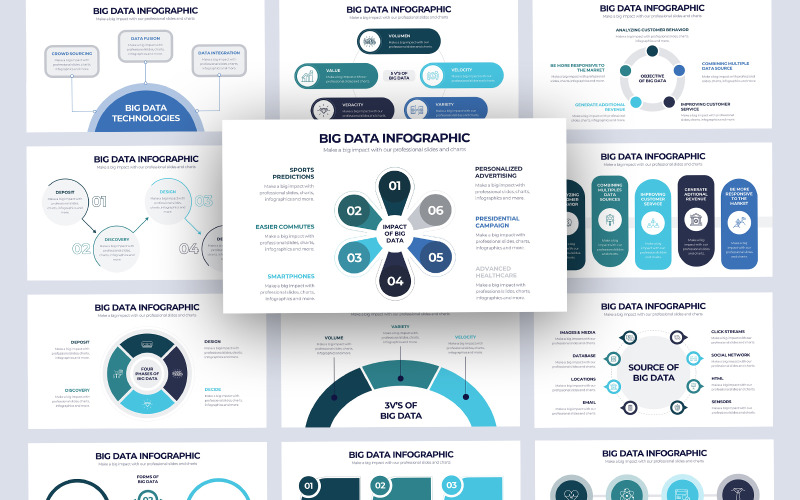 Šablona infografiky Google Slides s velkými daty