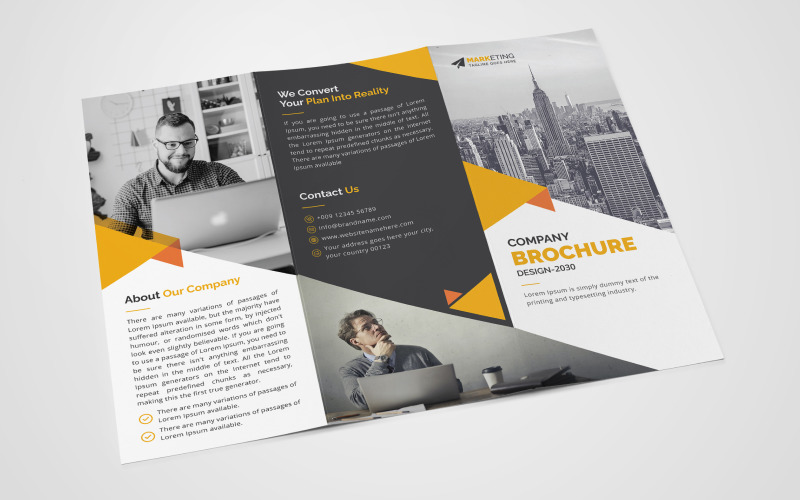 Modèle de conception de brochure à trois volets d'entreprise créative moderne pour une utilisation polyvalente