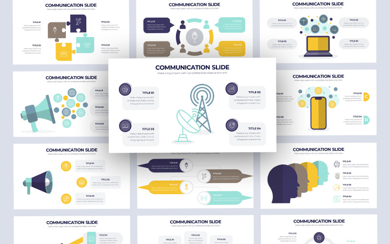 Modèle PowerPoint d'infographie de communication d'entreprise