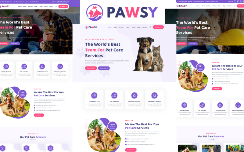 Pawsy - Evcil Hayvan Bakım Hizmetleri HTML5 Şablonu