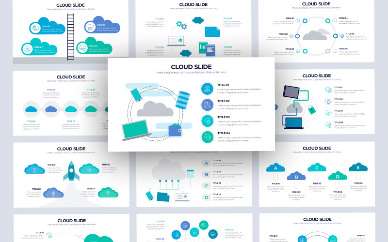 Šablona firemních cloudových infografik Google Slides