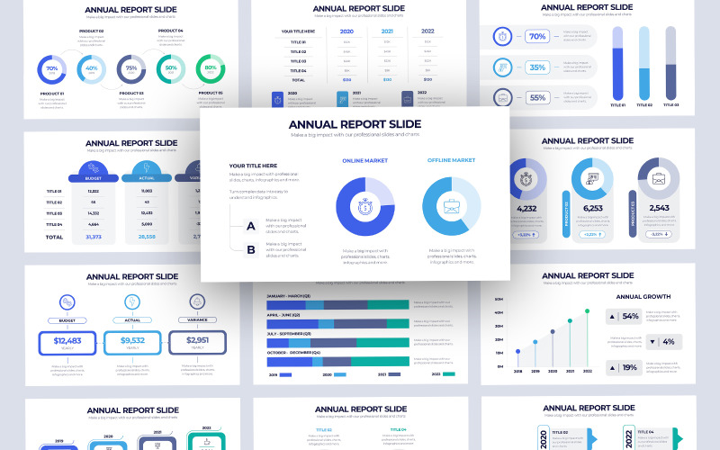 Modèle de diapositives de rapport annuel d'entreprise Google Slides