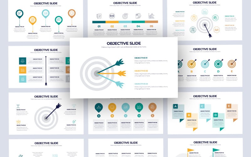 Modèle de présentation d'infographie d'objectif commercial
