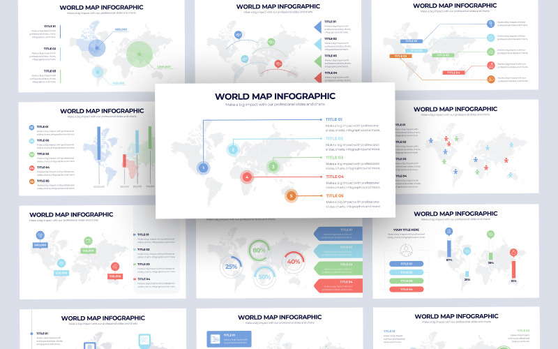 Plantilla de diapositivas de Google de infografía vectorial de mapa mundial