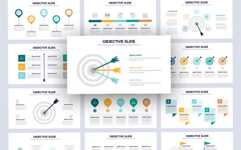 Plantilla de diapositivas de Google para infografía de objetivos comerciales