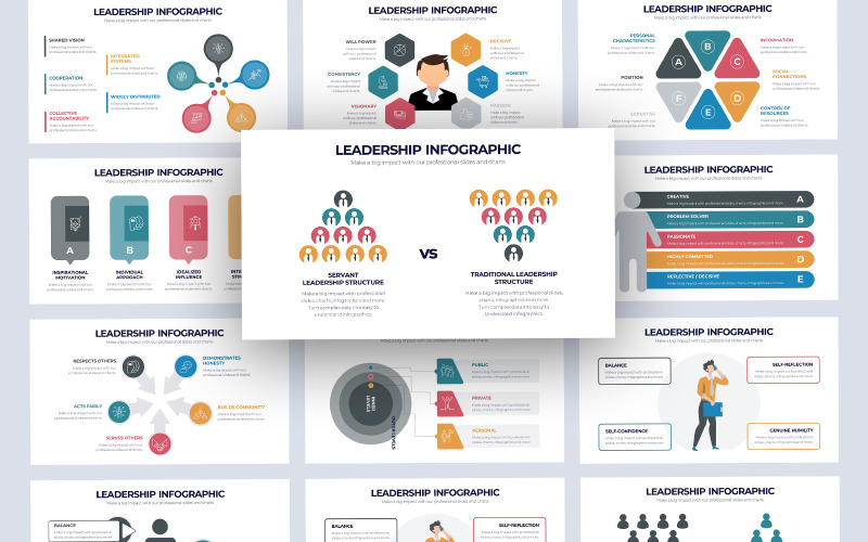 Plantilla de presentación de infografía de liderazgo empresarial