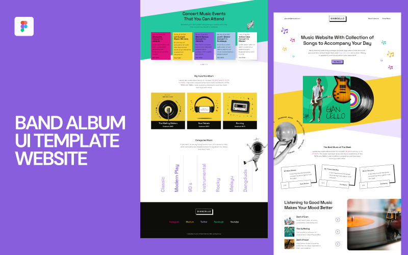 Site Web de modèle d'interface utilisateur d'album de groupe